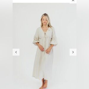 Hunter Linen-Blend Midi Dress in Greige